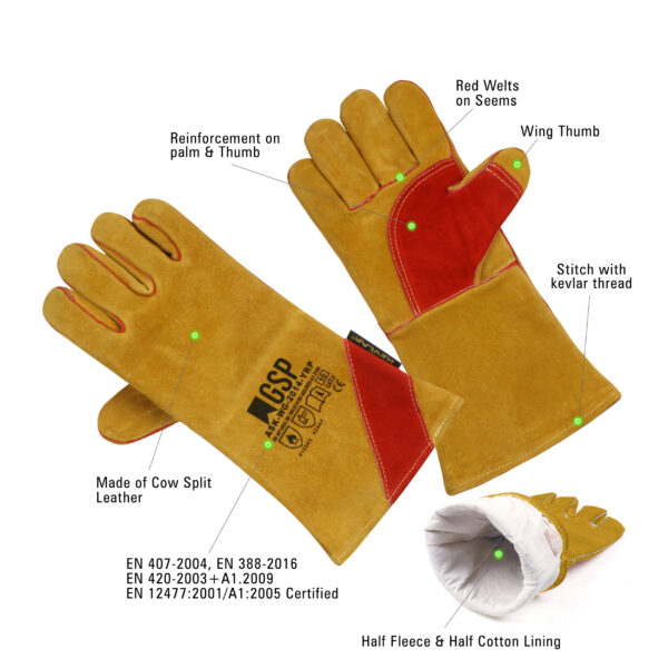 Reinforced palm and thumb welding gloves