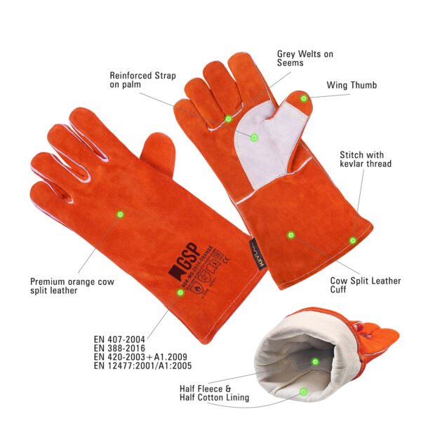 Reinforced palm and thumb welding gloves