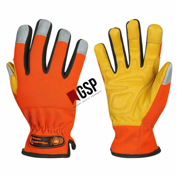 Cow grain leather Mechanic gloves