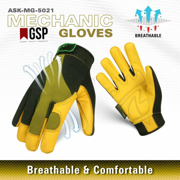 Cow grain leather Mechanic gloves