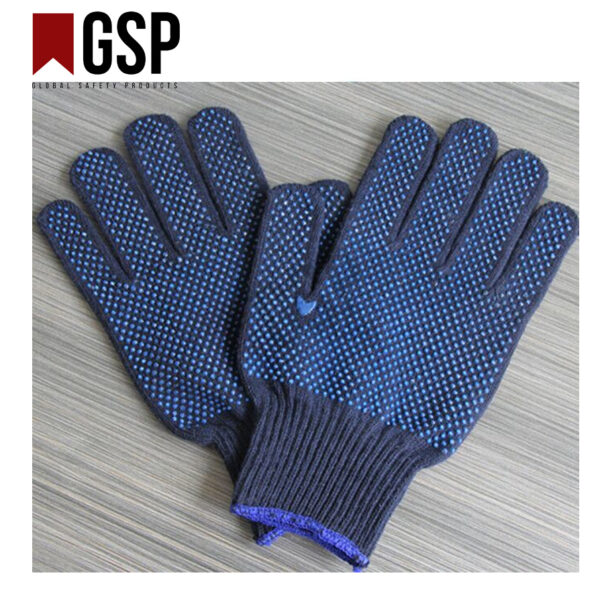 Blue pvc dotted gloves